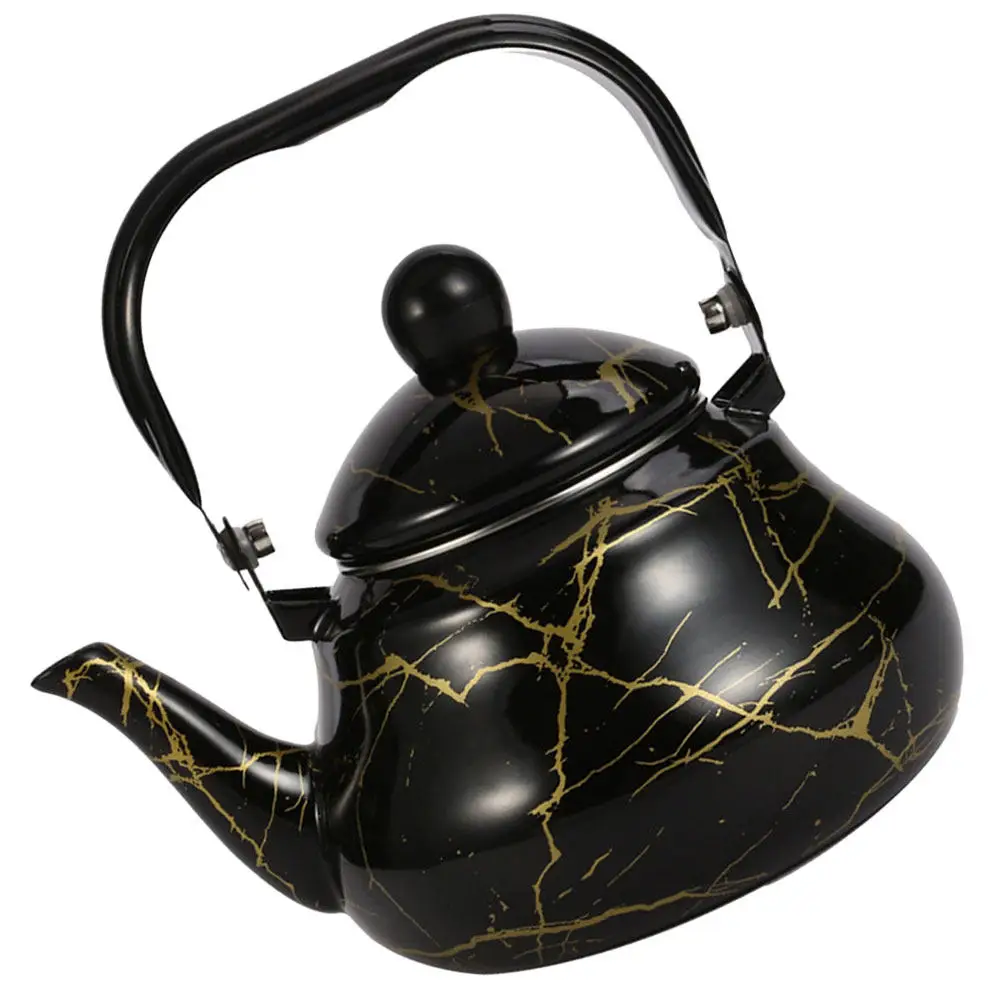 Marble Pattern Enamel Stovetop Tea Kettle Heating Pot Multi-Function Water Boiler Suitable for Gas Electric Induction Cookers