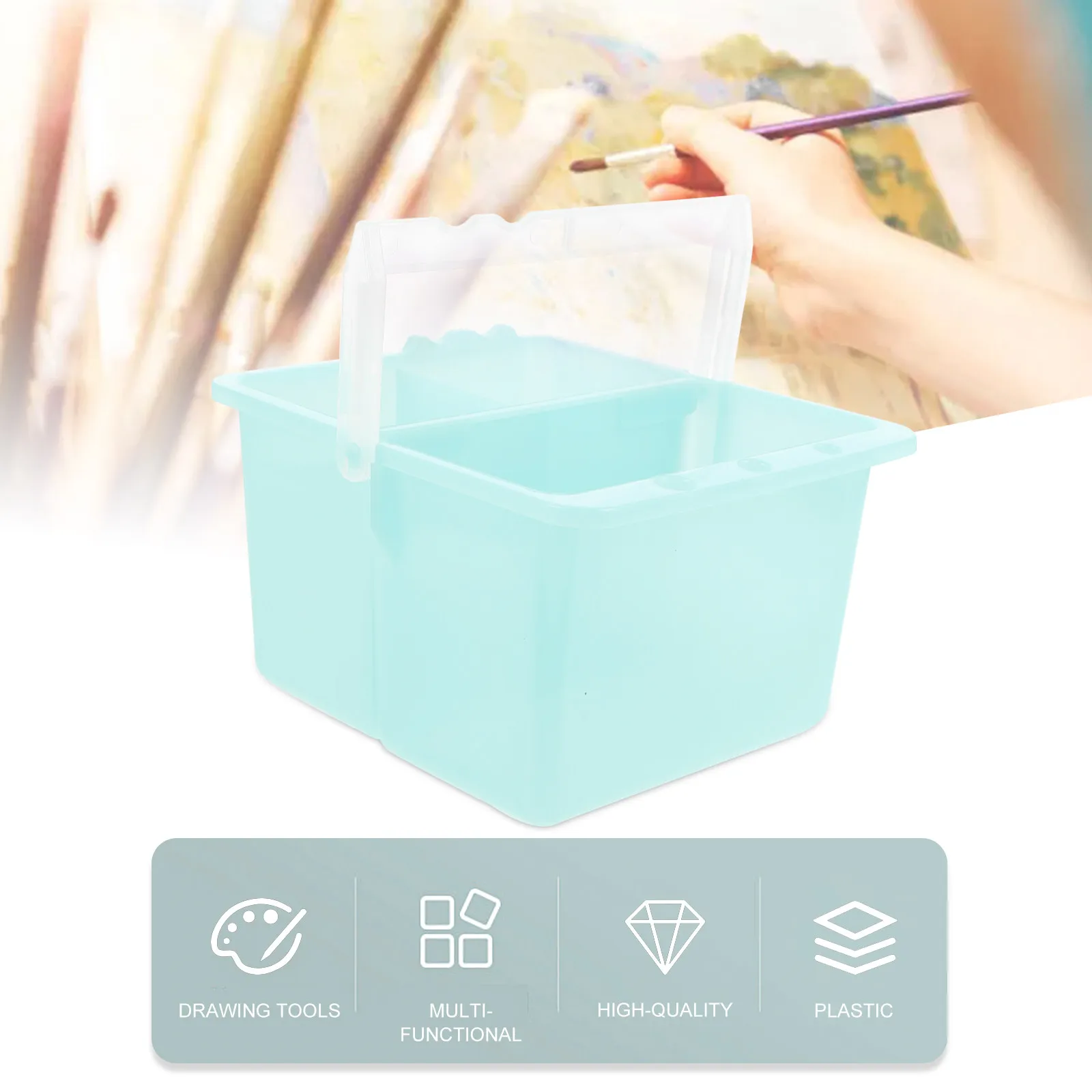 2Pcs Paint Brush Basin Plastic Multifuntional Artist Washing Buckets Portable Art Supplies Brush Cleaner Holder