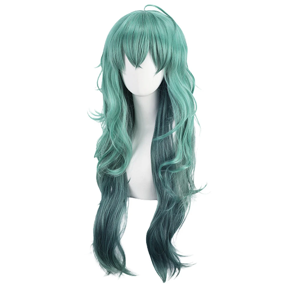 RANYU Anime Cosplay Synthetic Wig Long Green Ombre Wavy Fluffy Hair Heat Resistant Wig for Daily Party