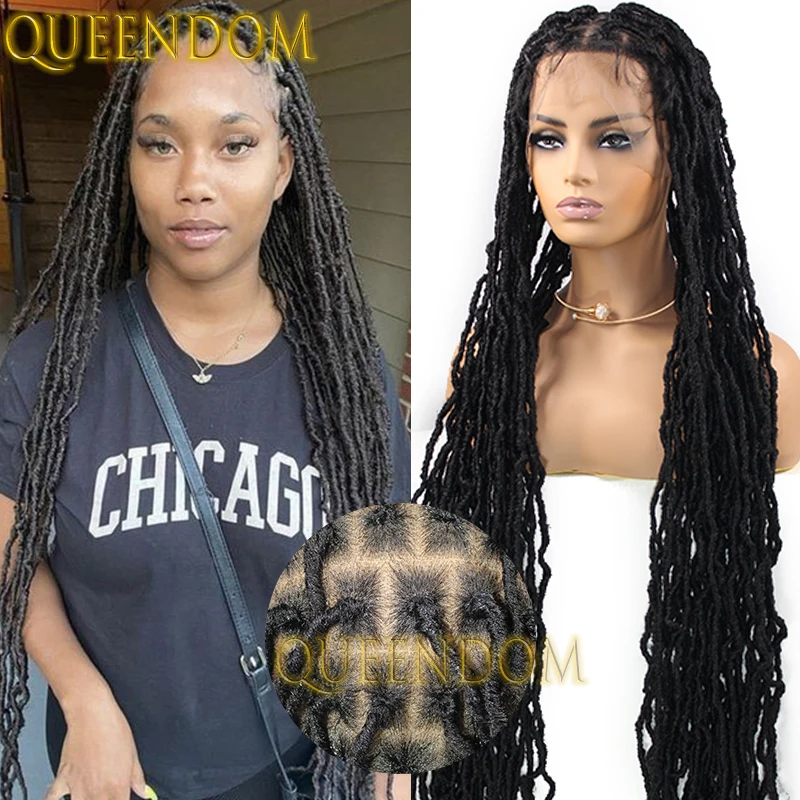 Synthetic Full Lace Box Braided Wig 40 Inch Butterfly Locs Passion Twist Braid Wig for Black Women Crochet Pre Looped Braids Wig