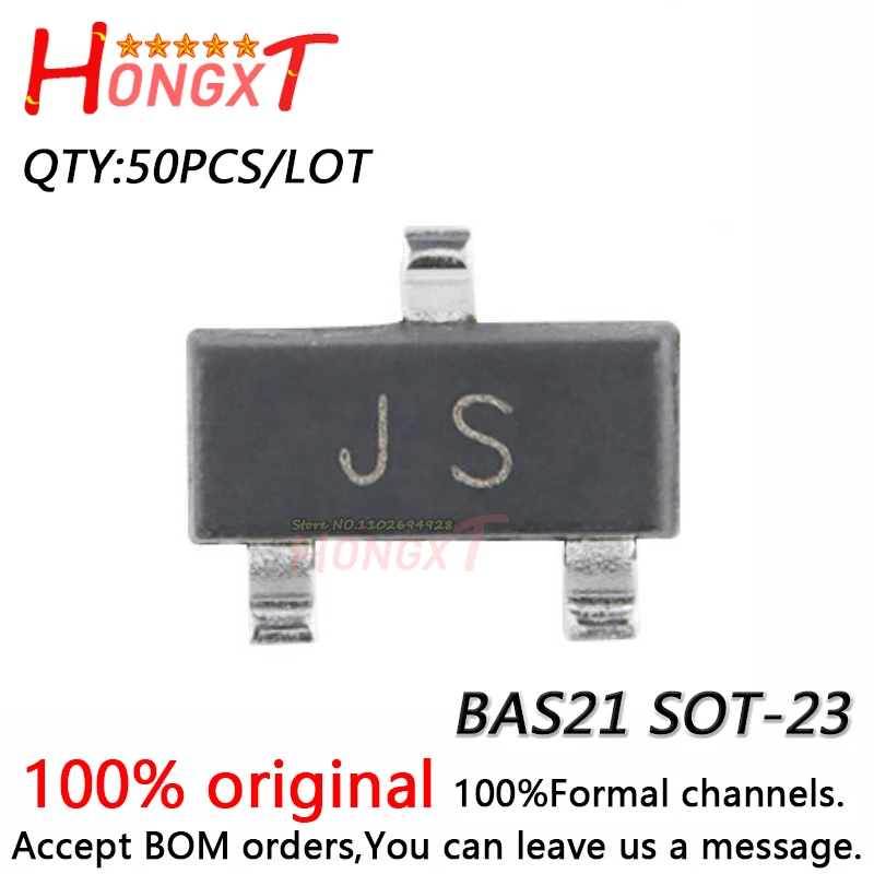 50PCS 100% NEW UMW BAS21 JS SOT-23 250V/200mAChipset