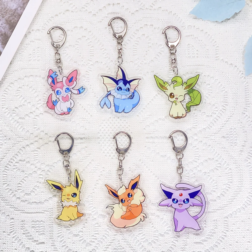 1/9PCS Anime Characters Pokémon Acrylic Keychain Accessories Cute​ Keyrings Friends Gifts Cartoon​ Bag Charms Backpack Pendant