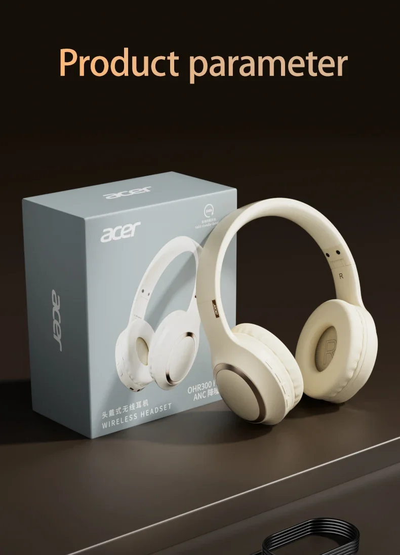 Acer OHR300 Pro Bluetooth-Kopfhörer – 48 dB, HiFi, ANC, geräuschunterdrückender, räumlicher Audio-Kopfhörer mit Hi-Res und LDAC-Bluetooth 5.4-Headset – Detail 22