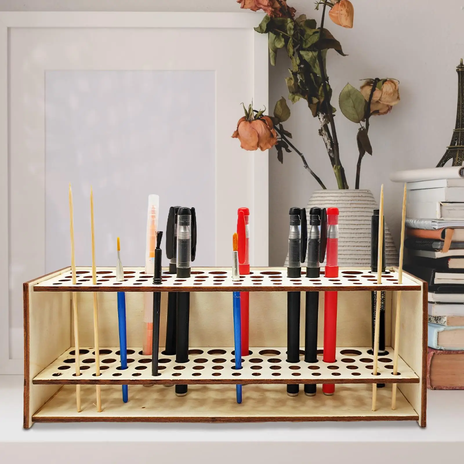 Стеллаж для хранения кистей, деревянный держатель для кистей, портативный Стеллаж для ручек, держатель для ручек