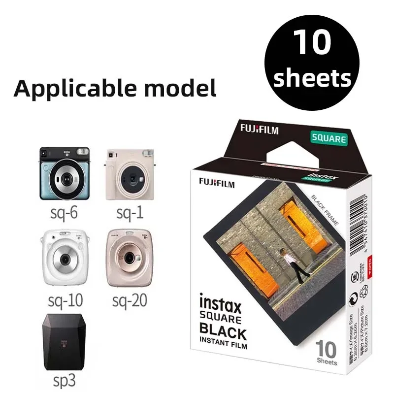 فيلم مربع Fujifilm Instax ، ورق صور بحافة بيضاء وسوداء لكاميرا Instax ، طابعة وصلة SQ1 ، SQ10 ، SQ6 ، 20 ، SQ40 ، 10 صفائح