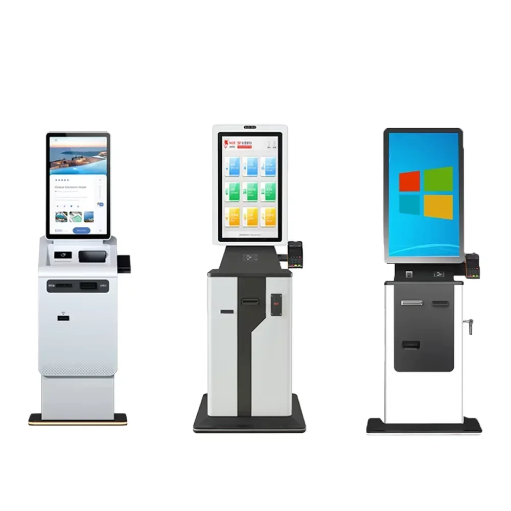 27 Inch Customized Self Service Information Check In Kiosk With Card Dispenser For Hotel Car Park