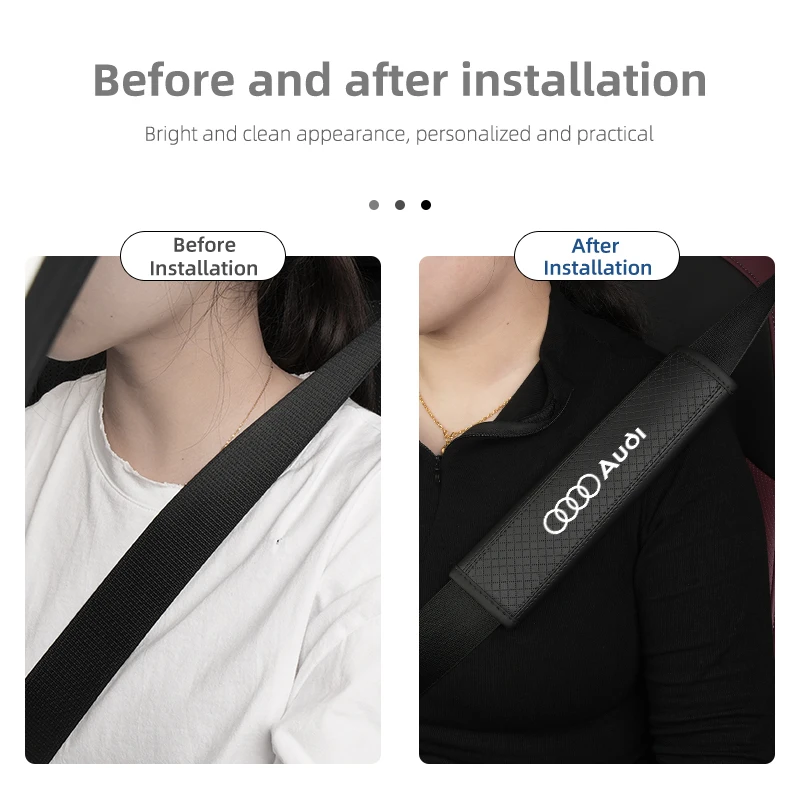 Car Leather Safety Belt Shoulder Cover Seat belt Seat Belt Padding Pad For Audi Sline A3 A4 RS5 A6 A7 A8 Q2 Q3 Q5 Q7 Q8 Quattr view 4