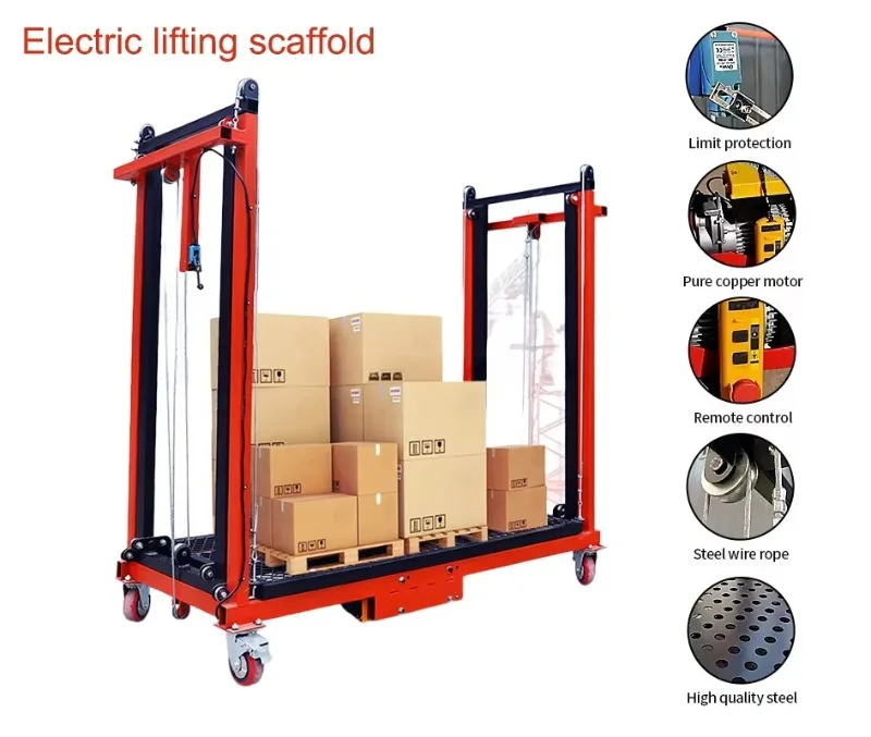 Update Foldable Electric Scaffolding Platform Lift Heavy Duty Mobile Electric Scaffold 300kg 500kg Load Capacity