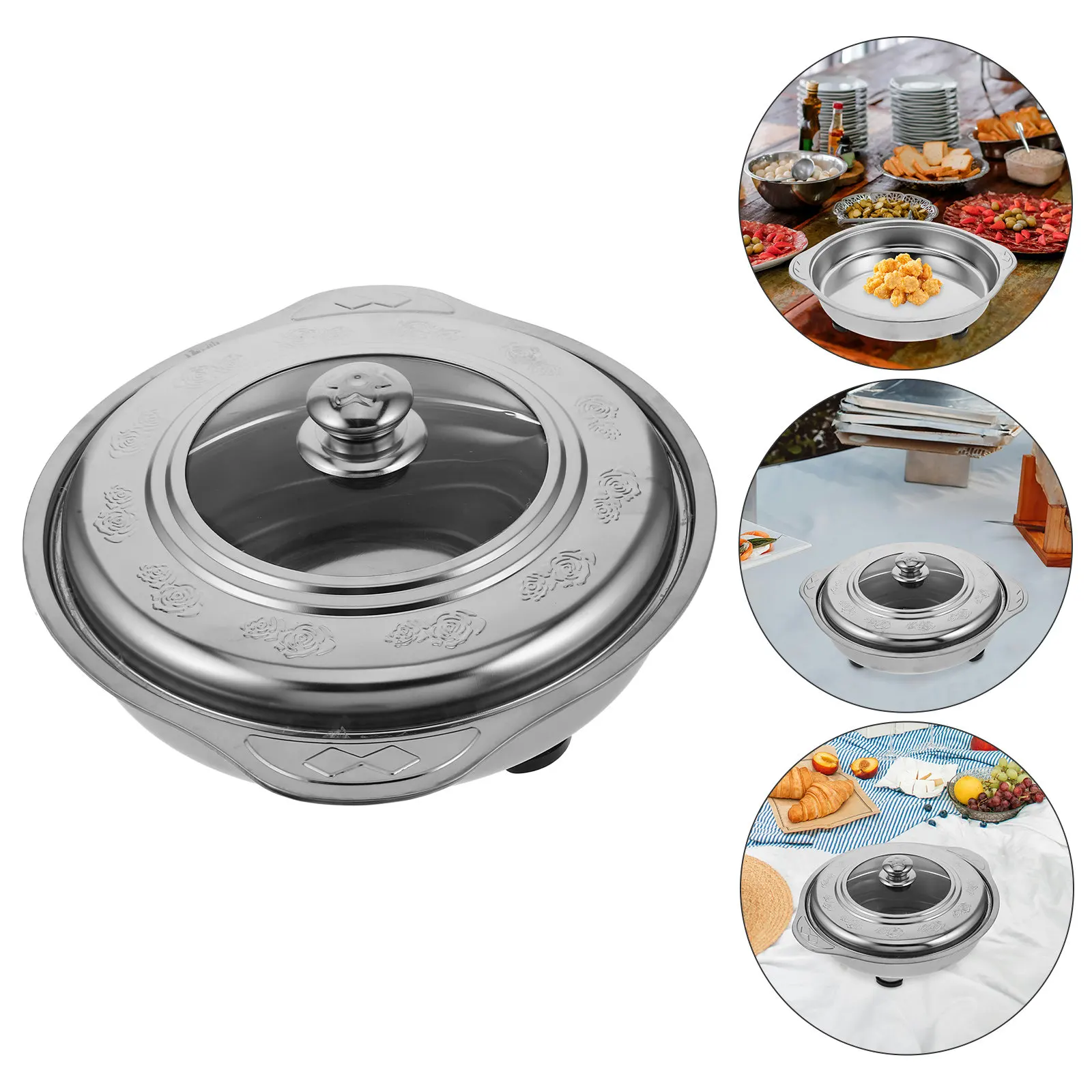 Stainless Steel Buffet Pan 12L Detachable Legs Lid For Hotel Restaurant Catering Serving Tray Chafing Dish Food Holder