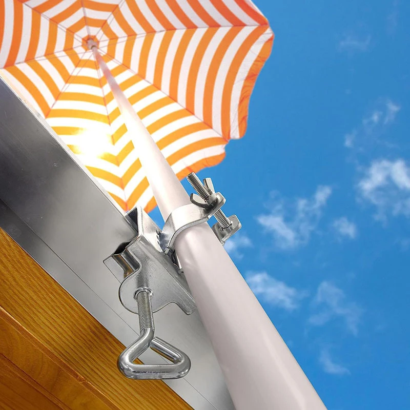 1Pc Courtyard Umbrella Stand Clamp Heavy Duty Metal Umbrella Holder Ajustable Outdoor Umbrella Base And Mount Chair Clamp