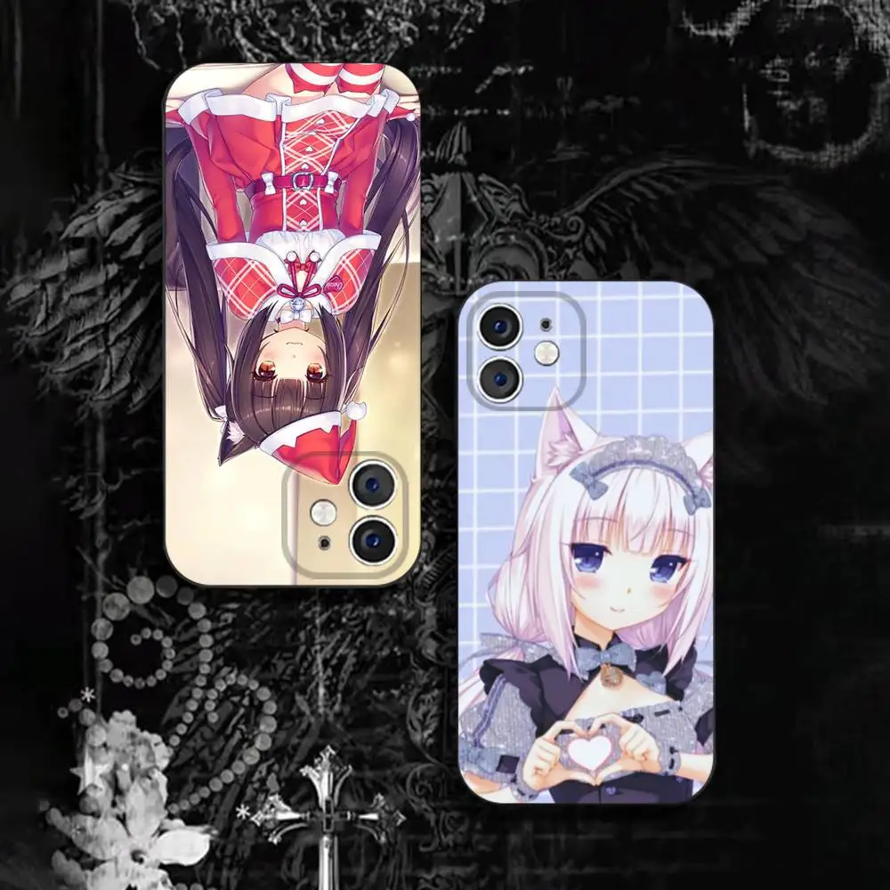 

N-Nekopara-S Chocola Vanilla Liquid Silicone Case for iPhone 17 16 15 14 13 12 11 Pro Max 12 Mini iPhone 16 Plus Soft Protective