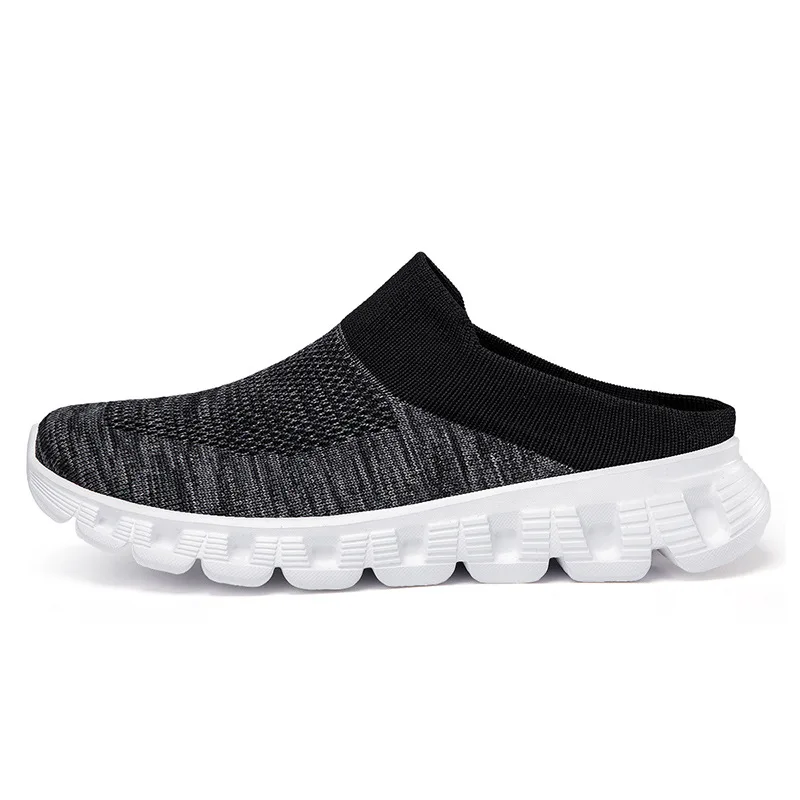 Men's Knit Mesh Mule Slippers Slip-On Breathable Lightweight Non-Slip Sole Casual Daily Comfort Shoes for Spring Indoor Outdoor