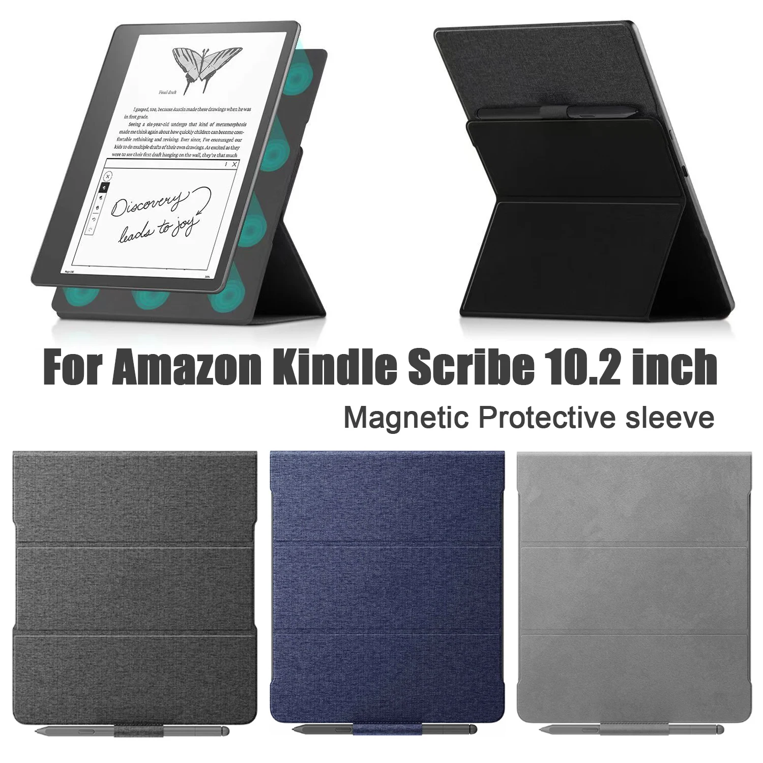 

Магнитная задняя крышка для Kindle Scribe 10,2 дюйма 2022 и 2024 смарт-чехол с подставкой, держатель для карандашей, противоударная подставка