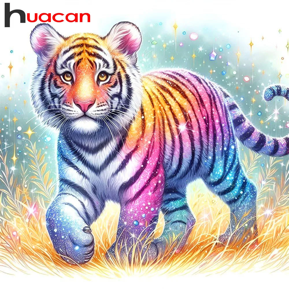 Huacan Neuheiten 2026 Diamantmalerei Bunter Tiger Diamant-Mosaik Tier-Kunst Dekorative Gemälde