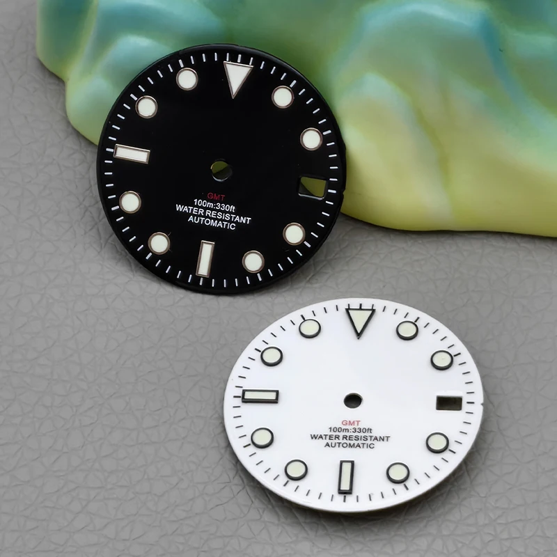Mod NH36 Dia 28.5mm  Green Luminous Dial Fits NH35 NH36 4R35 4R36 7S26 Movement Crown at 3.0/3.8 Oclock Watch Dial Refit Parts