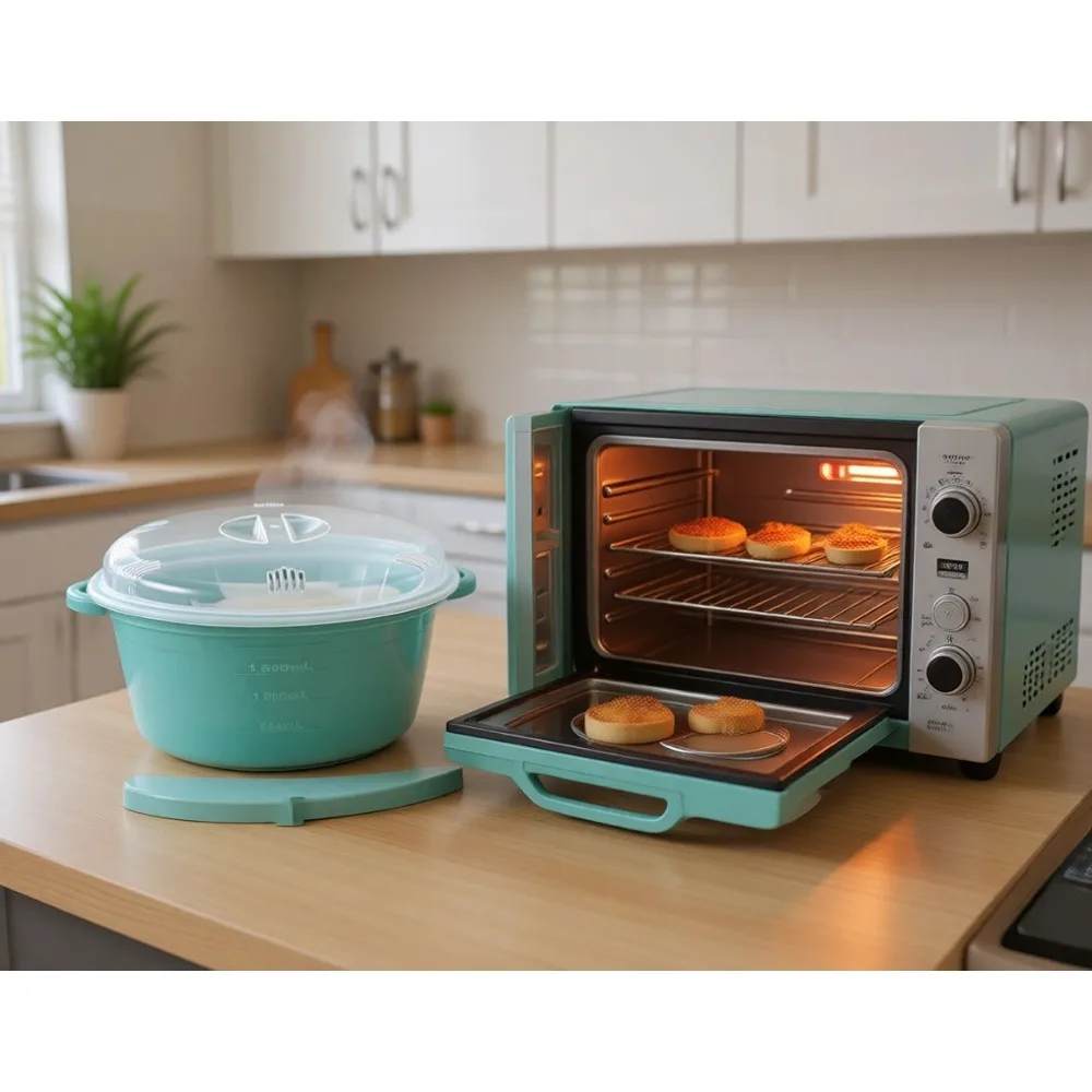 

Миска для приготовления овощей на пару в микроволновой печи с крышкой, объем 2,5 л, идеально подходит для брокколи и пасты