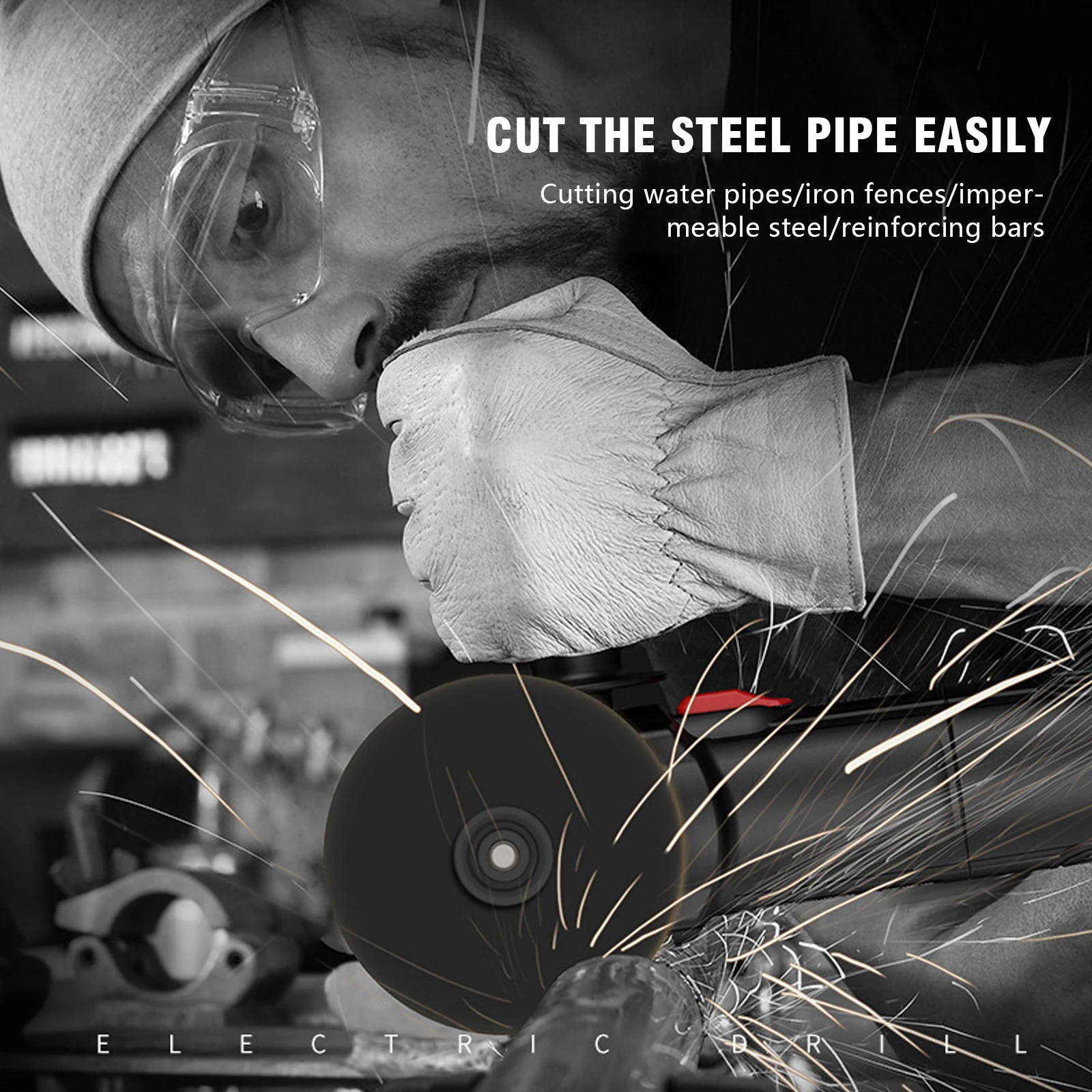 ماكينة قطع/تلميع المعادن المقواة بزاوية صناعية 220 فولت مع قابس الاتحاد الأوروبي بدون بطارية