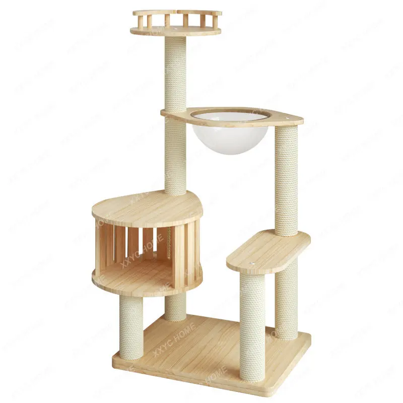 

Pure Solid Wood Cat Climbing Frame Cat Nest Large Integrated Grinding Claw Cat Space Capsule Cat Toy