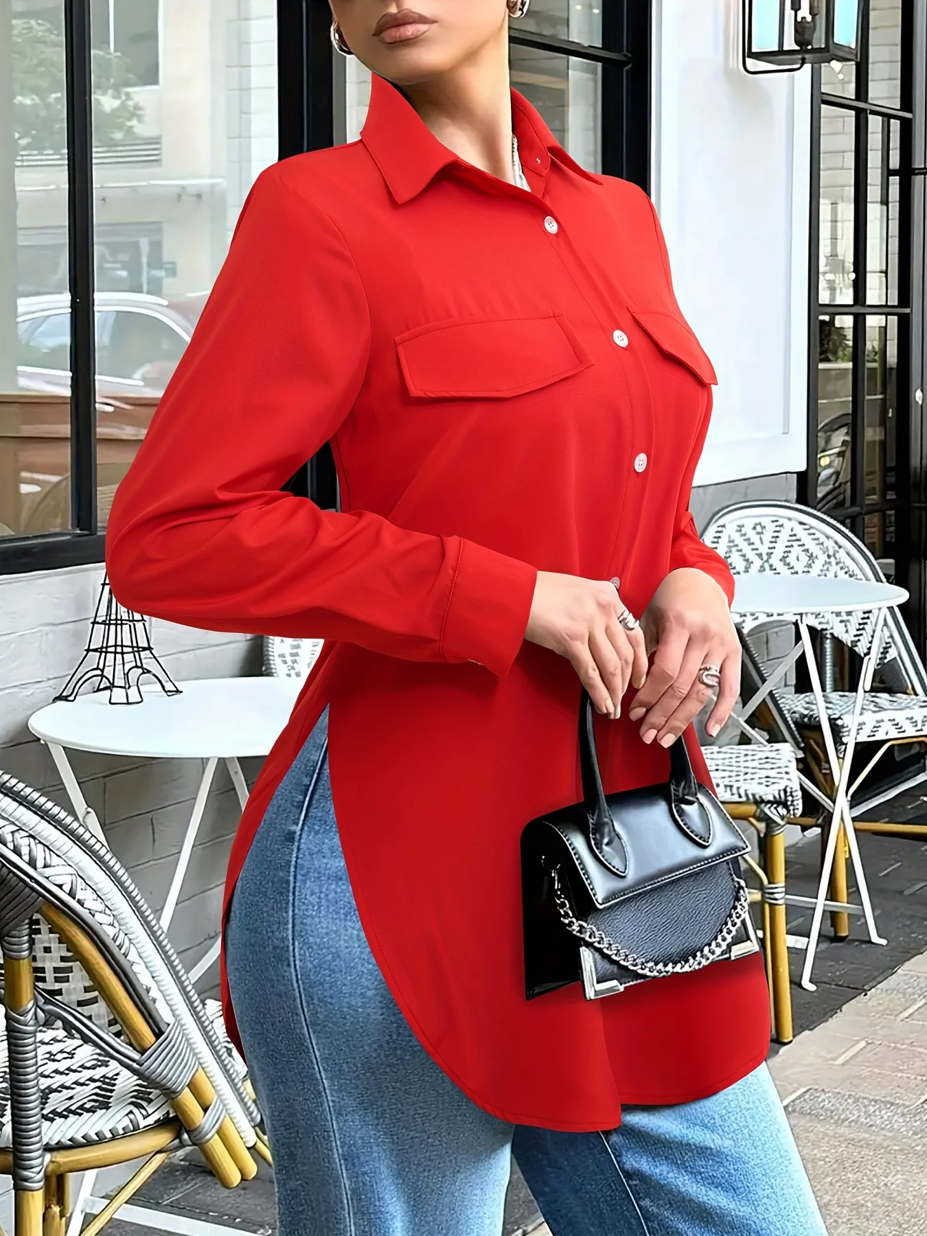 

Women's long-sleeve shirt, made of cotton