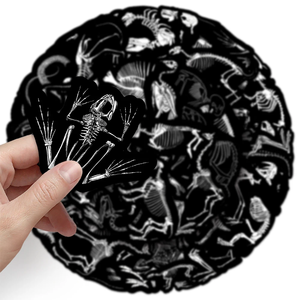 10/30/50PCS Animal Skeleton Black Stickers Cool Graffiti Decals Toys PVC Waterproof DIY Phone Bike Laptop Vinyl Sticker Packs