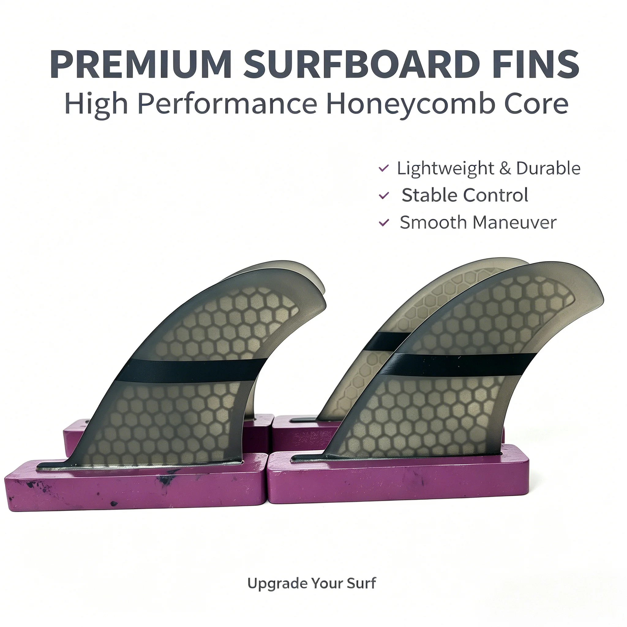 4.125 (G3) High-Value Surfboard Fins, 2+2 per set, Fish Fins, SUP Tail Fins, Professional Surfboard Fins