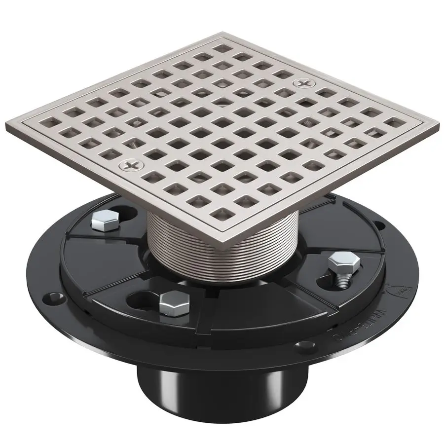 

Квадратный душевой трап с фланцем и съемной решеткой-фильтром для волос, нержавеющая сталь SUS304