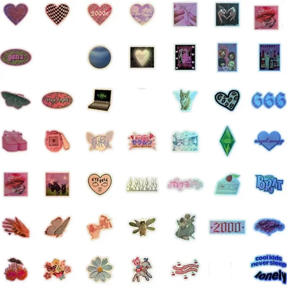 

50PCS Laser Y2k Pink Girl Stickers Decals Decoration Suitcase Scrapbooking Phone Laptop Stationery Cute Toy Sticker