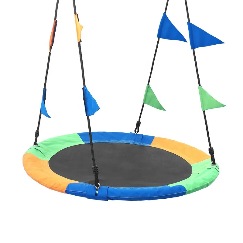 

Детские качели на дереве, уличные маленькие качели-платформы с блюдцем для детей, круглые летающие качели с регулируемыми подвесными веревками