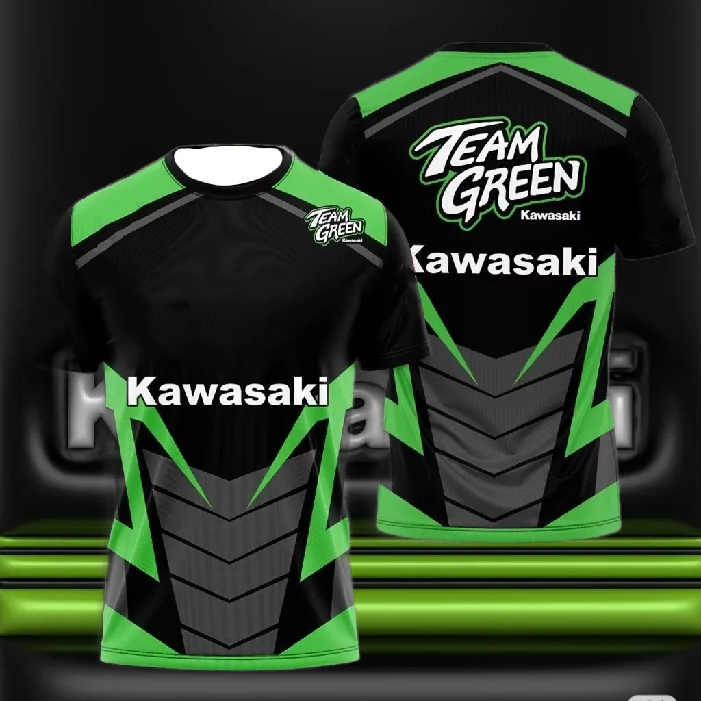 

25/26Kawasaki, оригинальная авторизованная футболка, футболка с принтом, быстросохнущая, впитывающая пот, свободная, удобная, локомотив, модная мото