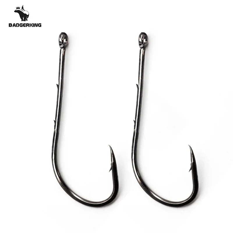 50pcs double bait holder barb fishing hook sharp carbon steel fishhooks for beach fishing live bait fishing