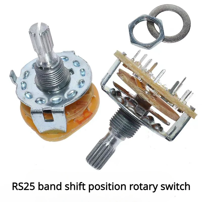 2PCS RS25 Band switch 2P4T 2P5T 2P6T 3P3T 3P4T Mount Rotary Switch Selector Band  Pole  Position Knob Switch Band Switches