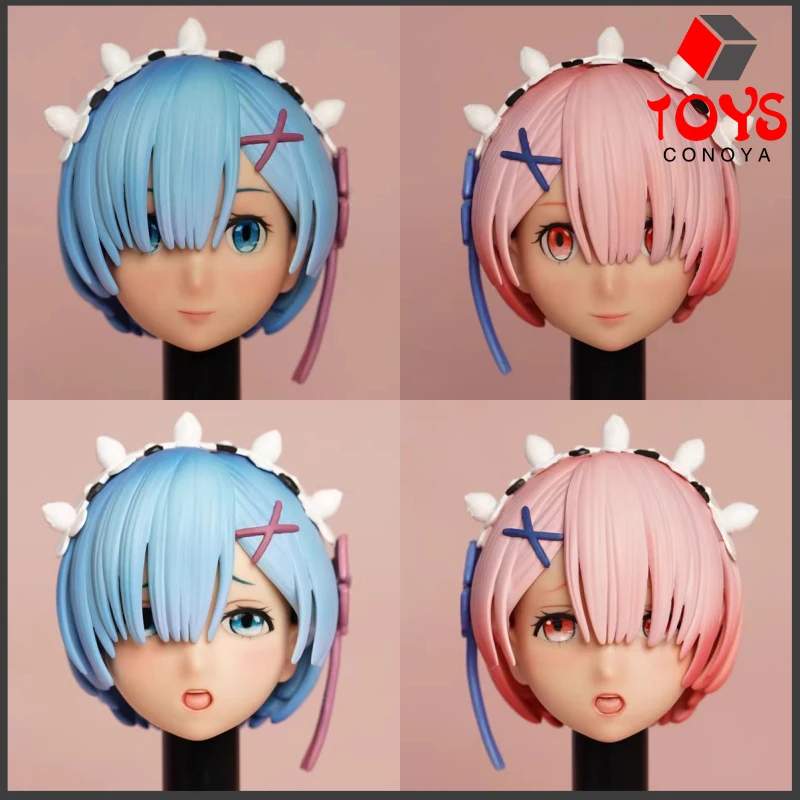 MR.TOYS MT2020-05 1/6 Chica de Anime Rem Ram cabeza de sirvienta modelo tallado apto para figura de acción de soldado femenino de 12 pulgadas cuerpo pálido
