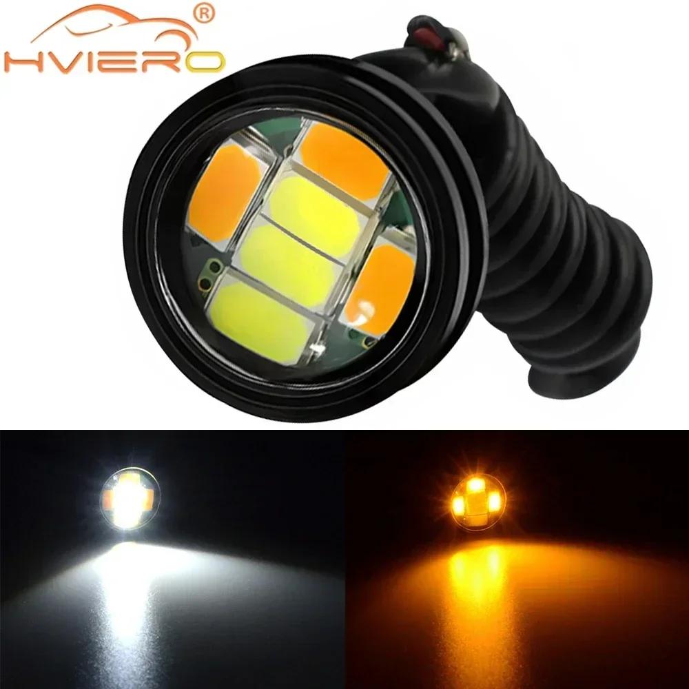 

1X Car Daytime Running Light Dual Colors DC 12V 23MM Eagle Eye LED 5730 6SMD Bulb Reversing Parking Backup Tail Turn Signal Lamp