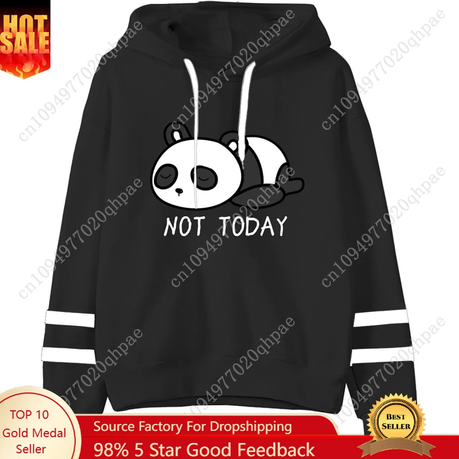 Apvirdy Teen Girls هوديس لطيف الباندا ليس اليوم مقنعين البلوز المرأة طويلة الأكمام الرسم البلوز قمم #1