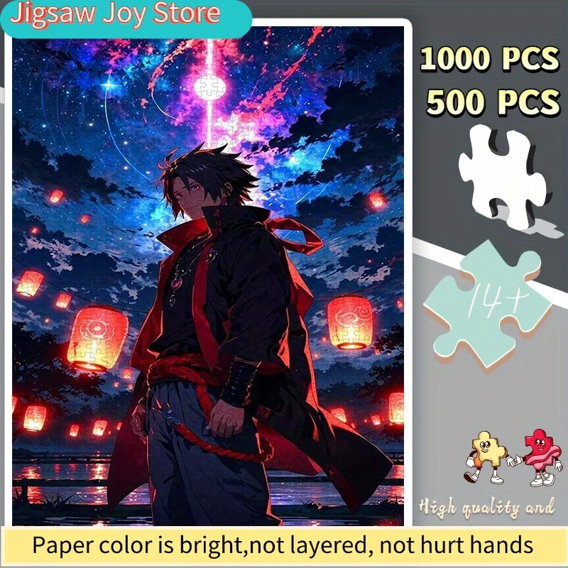 

Paper Jigsaw, DIY Starry Night Lantern Boy Walking Home Decorative Interactive Brain Teaser Toy for Friends Gatherings Christm