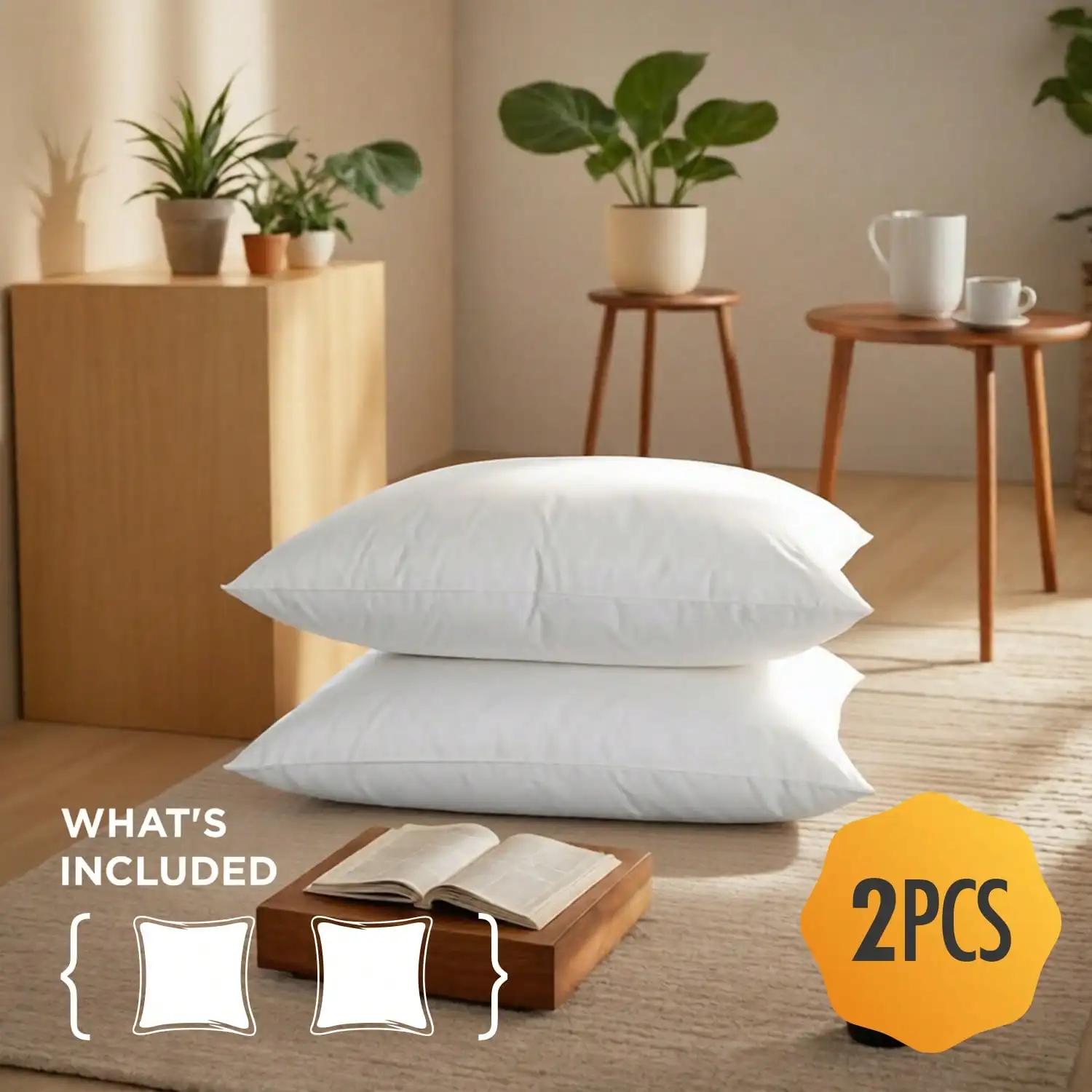2‑Pack & 4‑Pack 12x20 18x18 Decorative Pillow Inserts - White Rectangular Pillow Inserts, Fluffy Pillow Filling, Machine Washable, All‑Season, Suitable For Everyday Rest And Home Decor