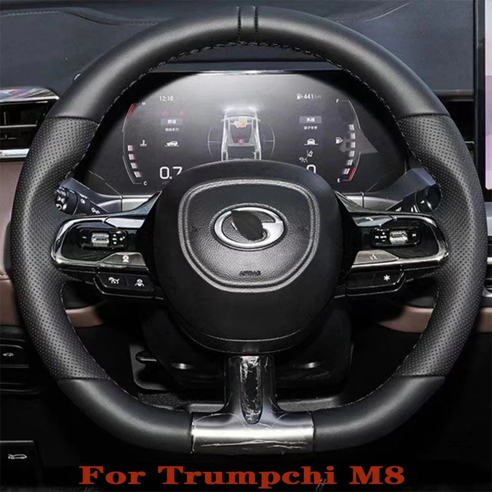 

For Trumpchi M8 2022 2023 20224 Leather steering wheel cover hand sewn gloves car interior accessories