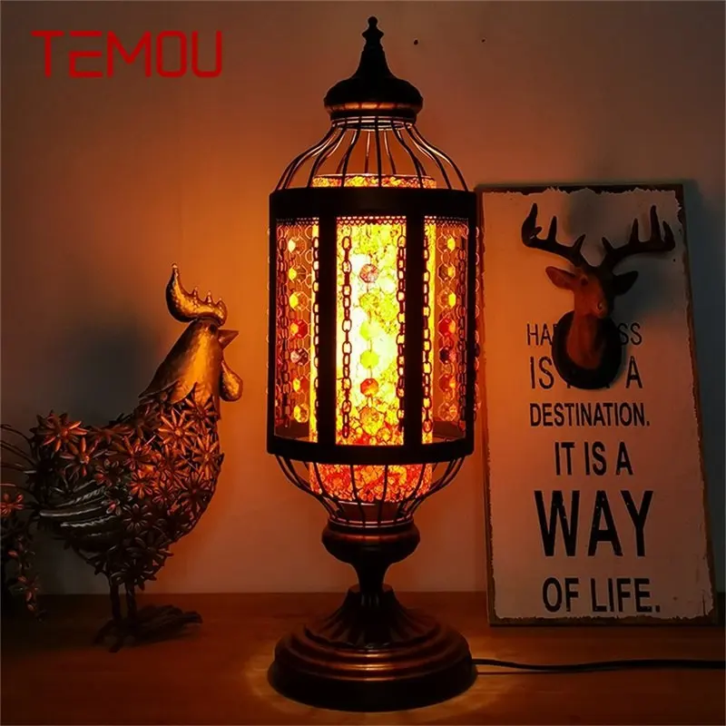 TEMOU Retro Kaleidoscope Table Lamp Romantic Creative LED Desk Light For Home Living Bedroom Bedside