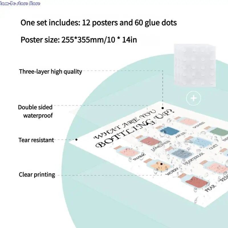 D0UA 12 ورقة من ملصقات ركن تهدئة الفصول الدراسية ملصقات استشارات الصحة العقلية مقاس 10 × 14 بوصة للفصول المدرسية والمكتبية