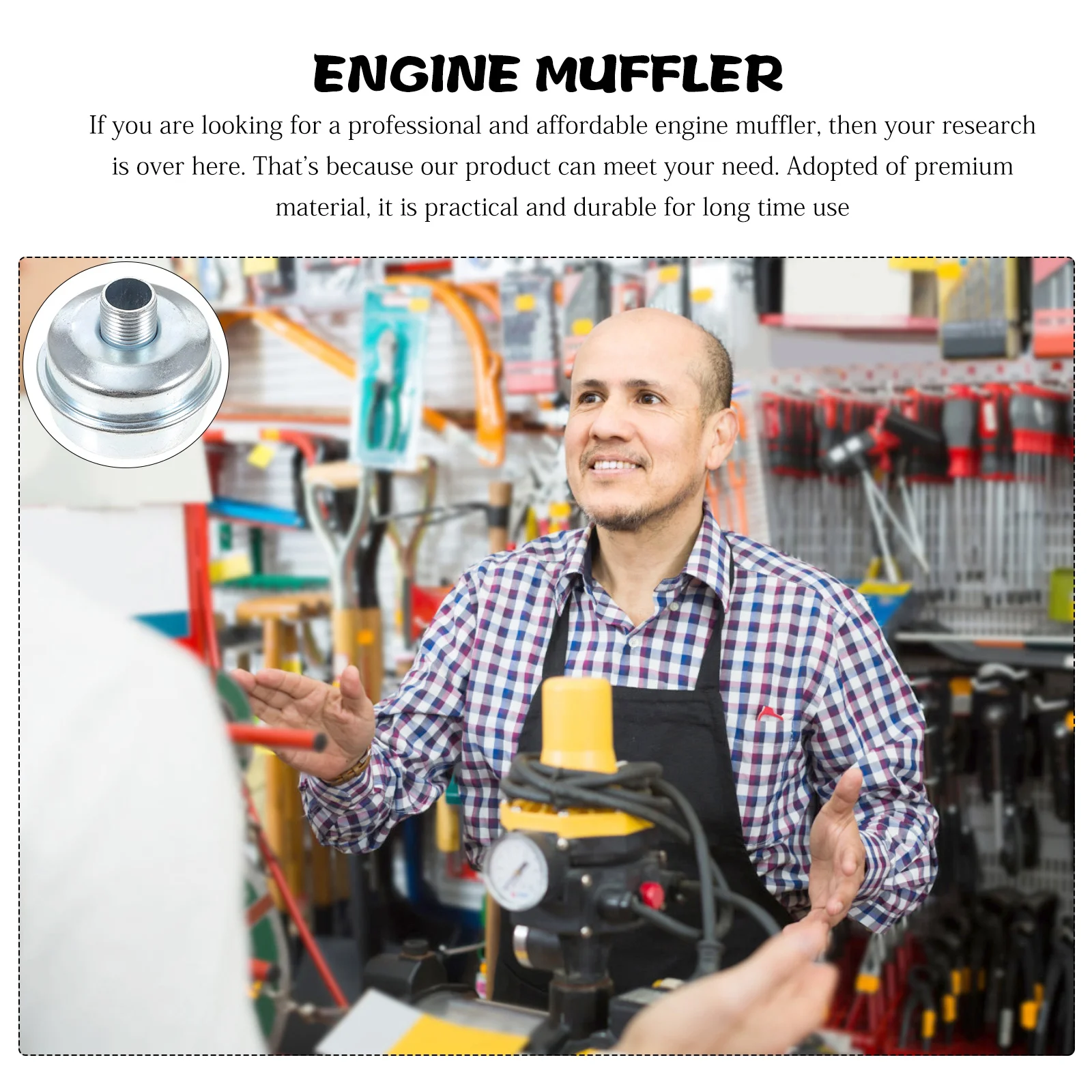 Muffler Lawn Mower Engine for Generator Small Accessory Part Parts Garden Equipment Vertical Metal