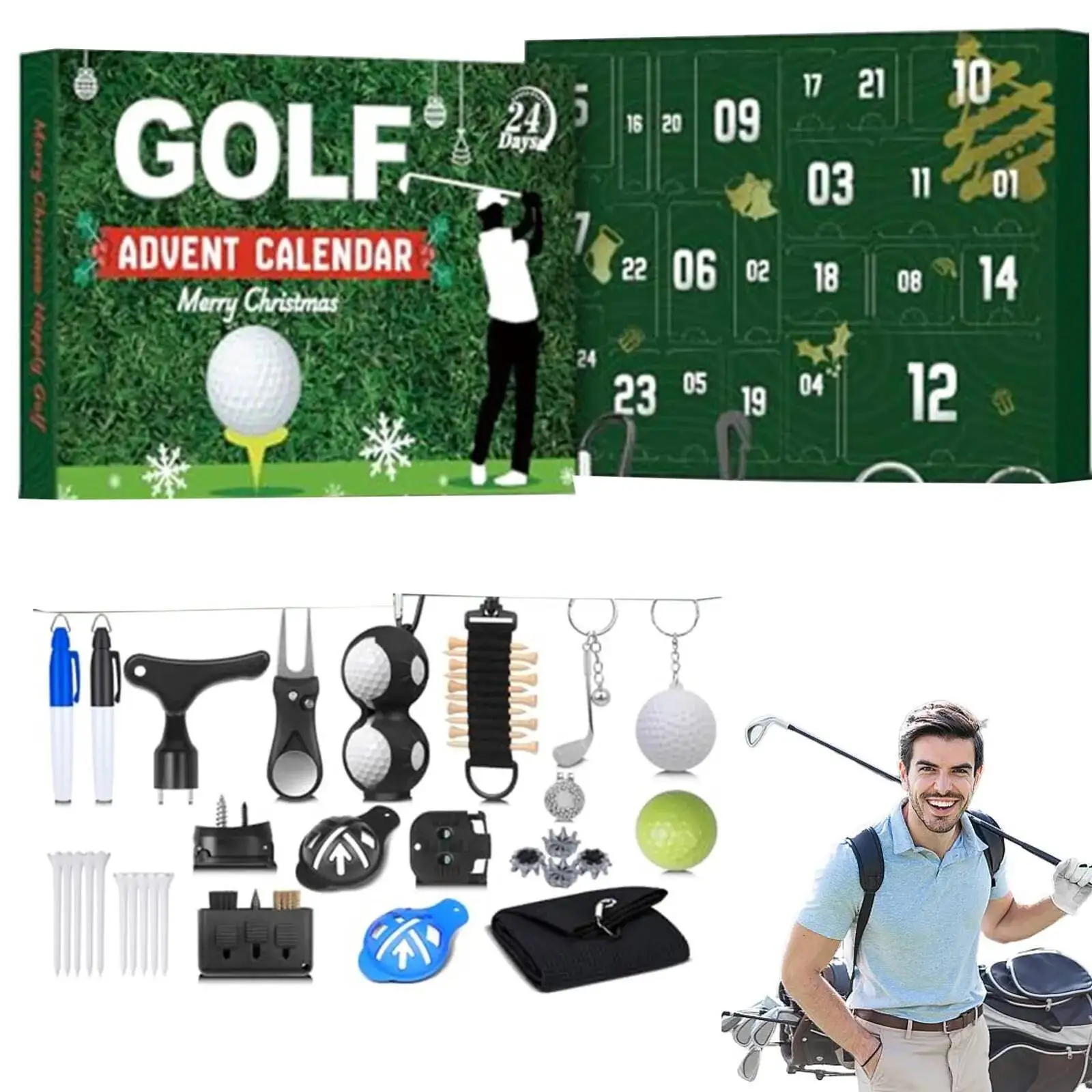

24-Day Golf Advent Calendar – Premium Men's Gift Box With Mini Tools & Accessories For Christmas Countdown