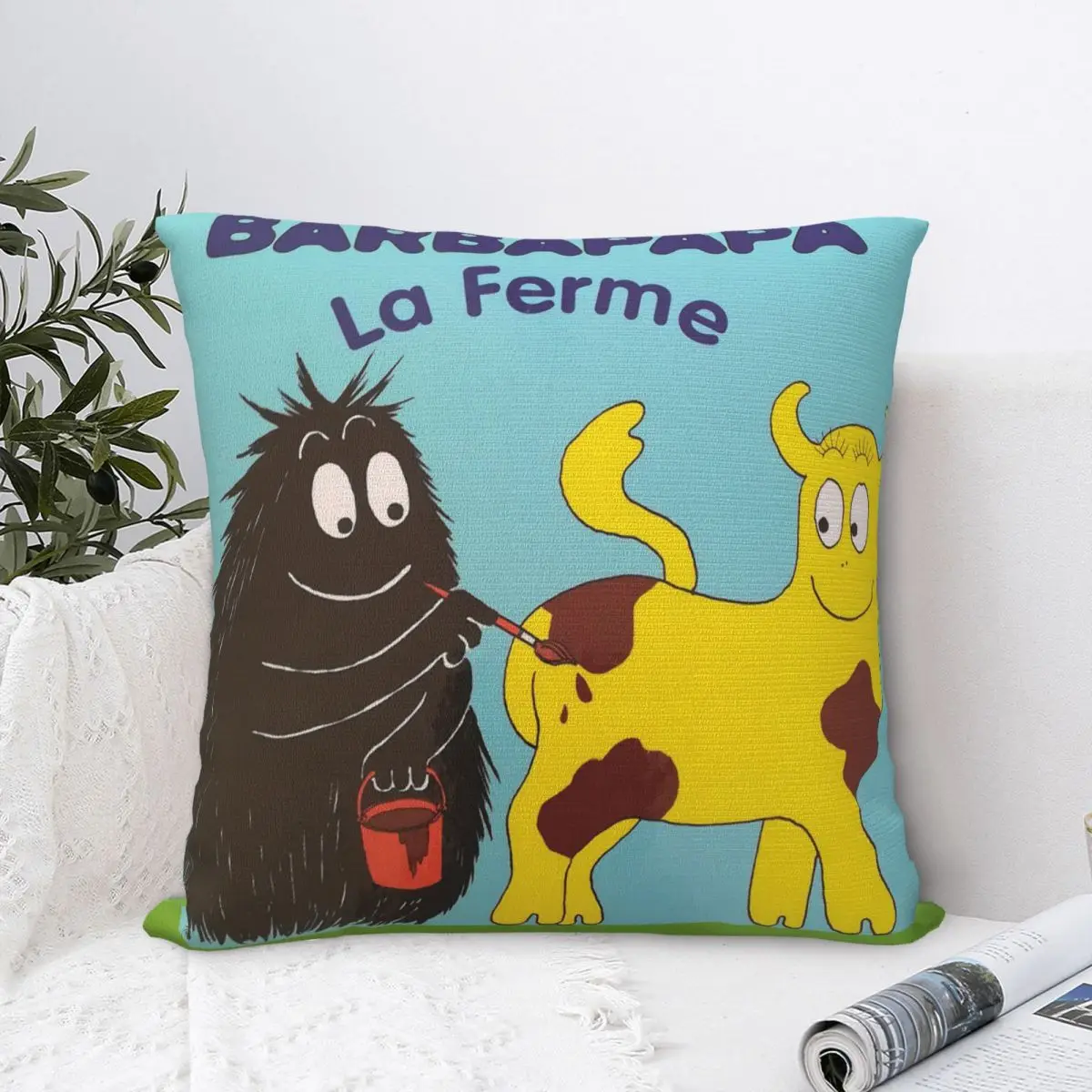 Barbabeau Square Pillow Cases Les Barbapapa Family Cushion Cover Awesome Decorative Pillowcase for Car 40x40cm