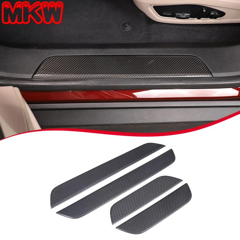

For Porsche Taycan 2019-2025 Real Carbon Fiber Car Inner Door Welcome Pedal Door Threshold Strip Panel Trim Car Accessories L/R