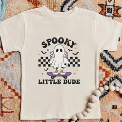 Spooky Dude Ghost Fall Halloween Kids Clothing, Spooky Vibes Tee Halloween Party Gift for Toddler Pumpkin Clothes