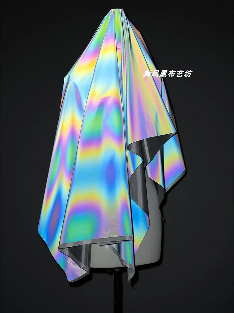 Laser Luminous Fabric Technology Trench Coat Shiny Waterproof Non Elastic Wholesale Cloth for By The Meter Diy Material