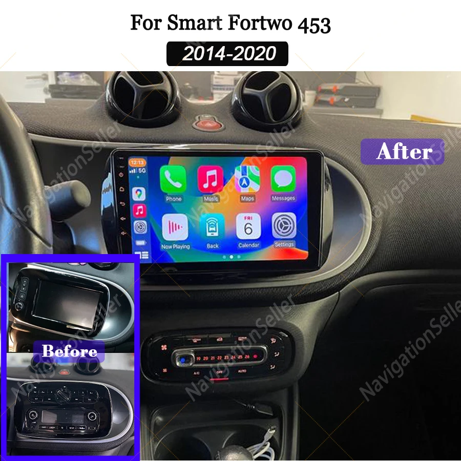 

Autoradio For Smart Fortwo 453 2014-2020 Carplay Sreen Multimedia Navigation System Android Auto Stereo Head Unit Bluetooth Cam