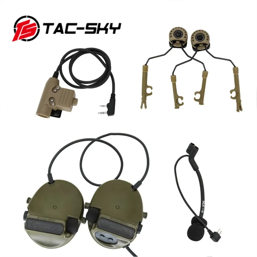 

TS TAC-SKY Tactical Headset ARC Helmet Track Stand Version Comtac iii Airsoft Hearing Protection Shooting Headset and U94 PTT