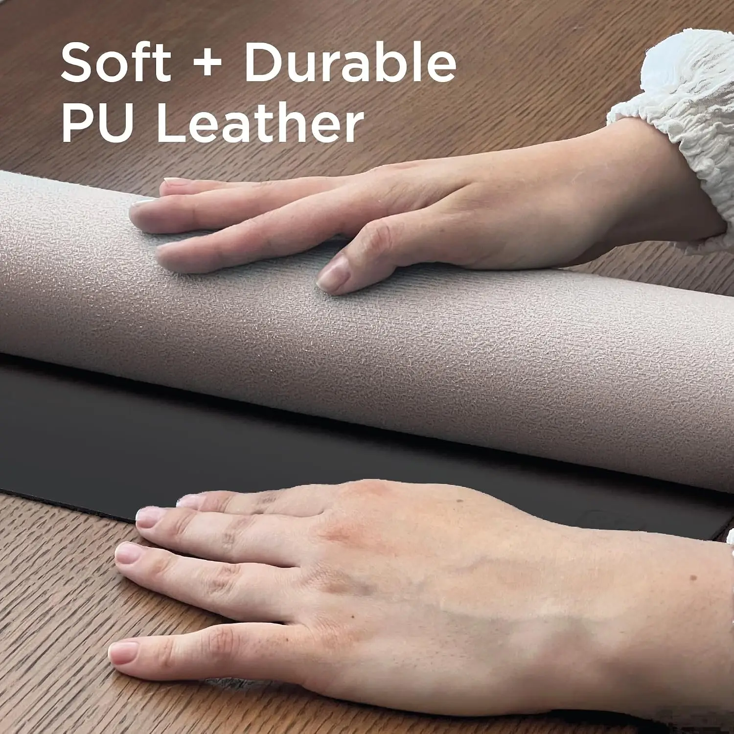 Faux Leather Desk Mat for Keyboard and Mouse - Office Desk Accessories - Protective Desk Pad for Gaming, Work from Home - Desk view 3