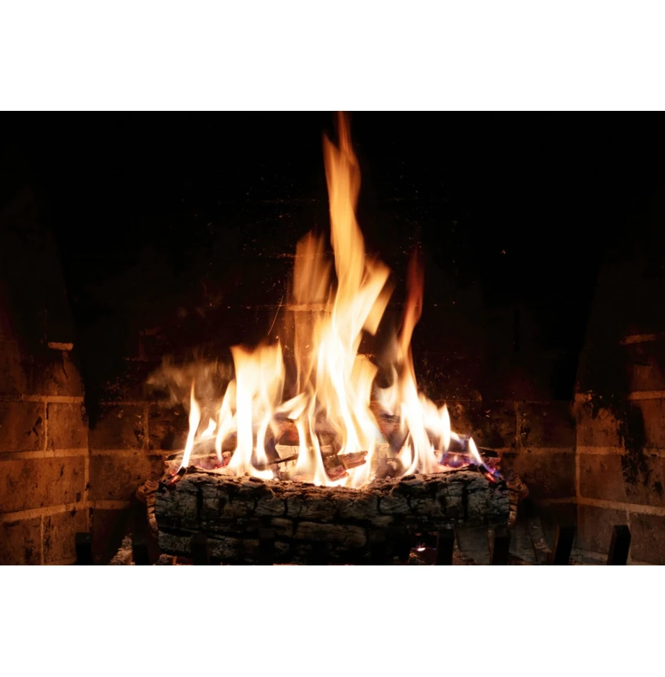 Fireplace Fire Backdrop Burning Flame Brick Wall Christmas Baby Portrait Family Party Decoration Photography Background Banner