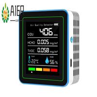 A16R-5 In 1 Air Quality Monitor TVOC HCHO Temperature Humidity CO2 Meter, USB Rechargeable CO2